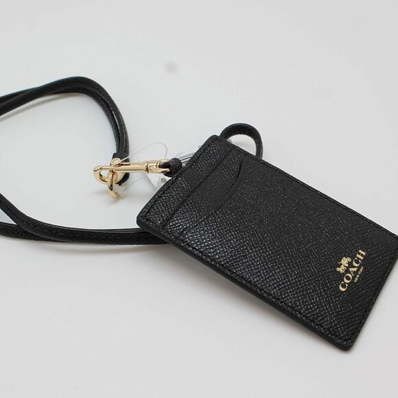 Coach 57311 ID Lanyard Leather Card Case Holder – Black – New With Tags - Picture 1 of 6